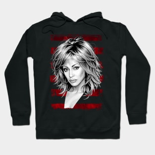 Tina Turner Vintage Halftone Red Stripes Hoodie